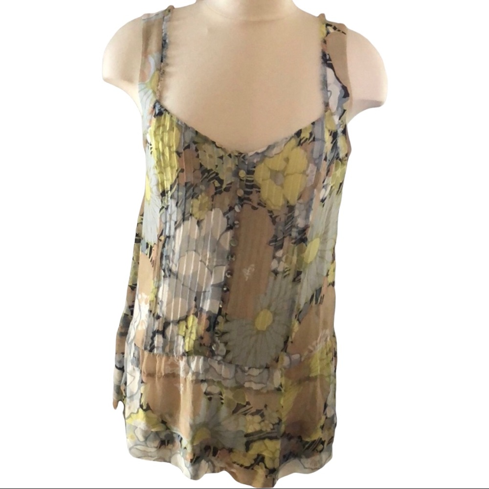 Marciano Floral 100% Silk Sheer Boho y2k whimsical fairycore Tank – Size S